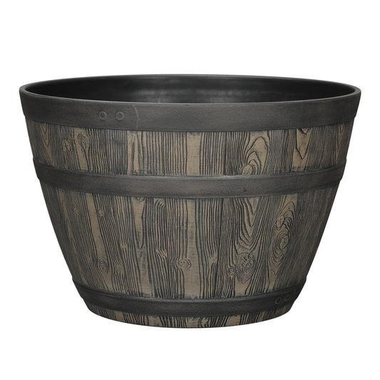 Better Homes & Gardens Whiskey Barrel Brown Resin Planter