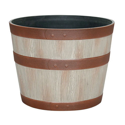 Better Homes & Gardens Whiskey Barrel Light Brown Resin Planter