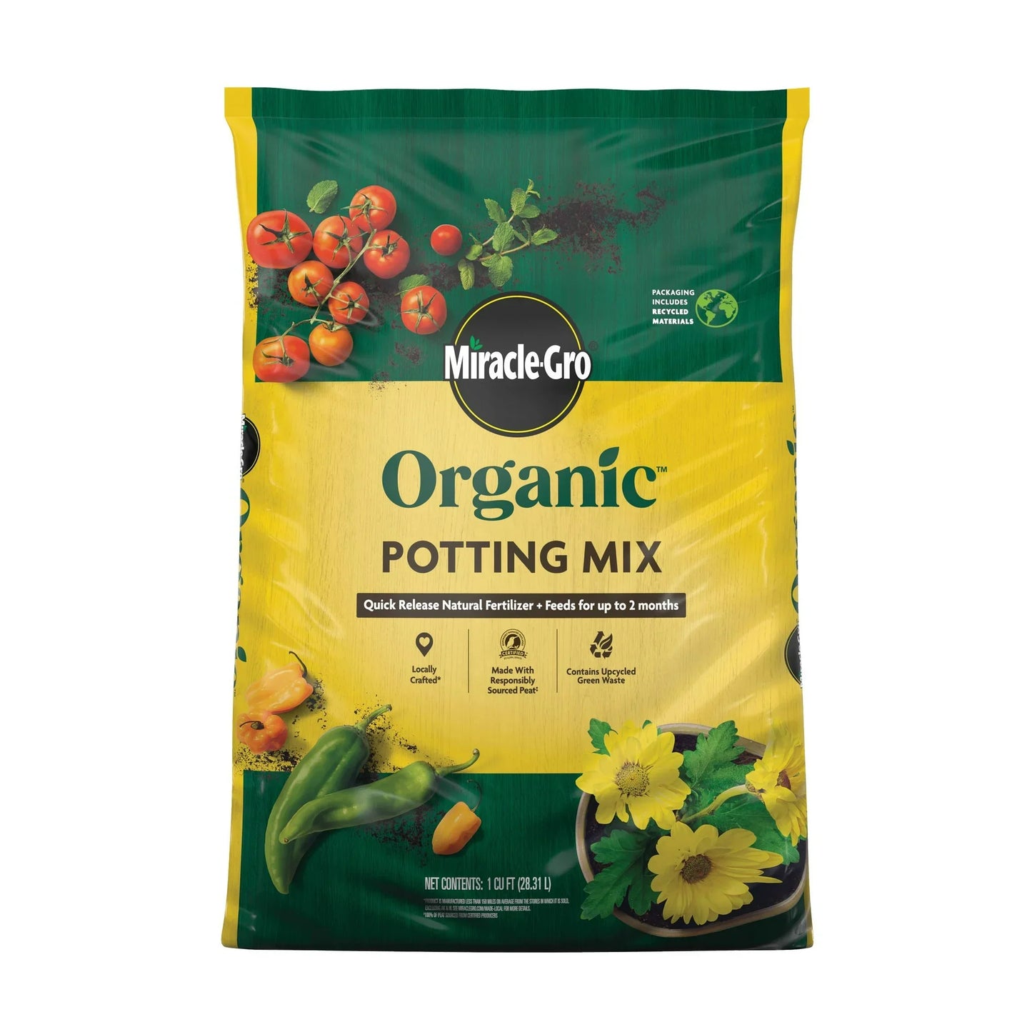 Miracle-Gro Organic Potting Mix, For Container Plants, 1 cu. ft.
