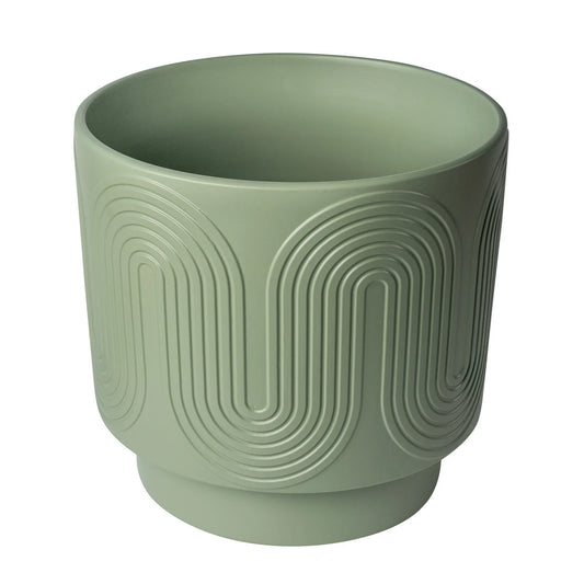 Better Homes & Gardens Pottery 12" Amy Wave Ceramic Planter, Green